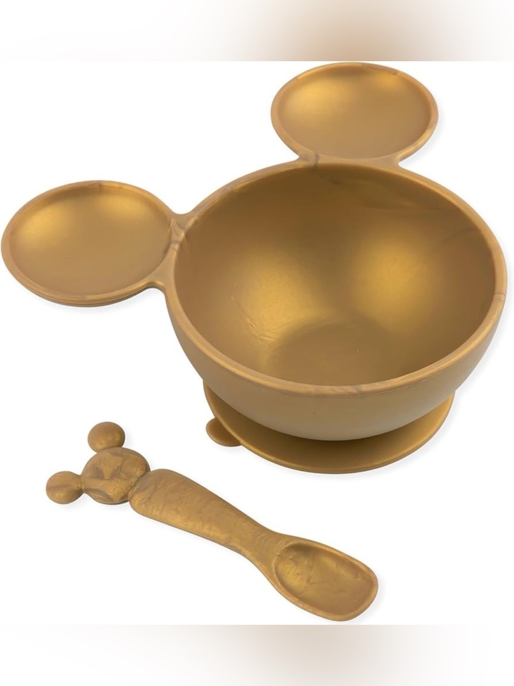 Disney Baby Bumkins Gold Mickey-Shape Silicone Suction Bowl with Spoon